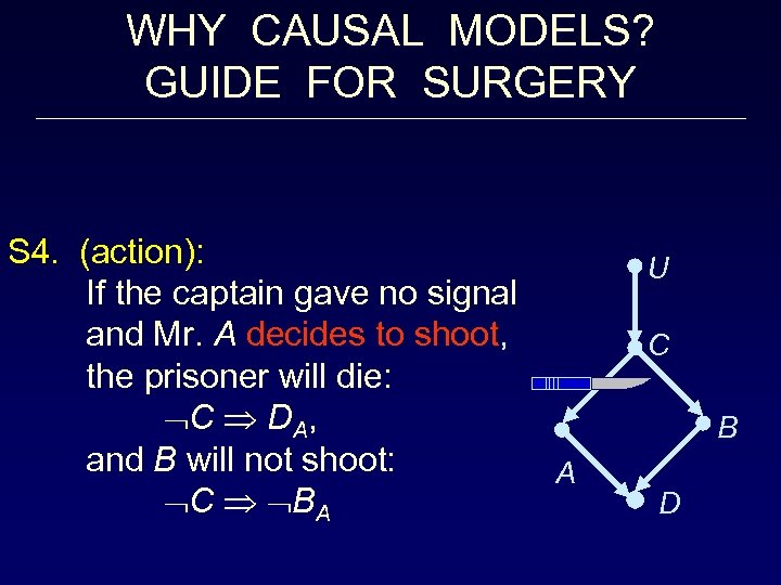 WHY CAUSAL MODELS? GUIDE FOR SURGERY S 4. (action): If the captain gave no