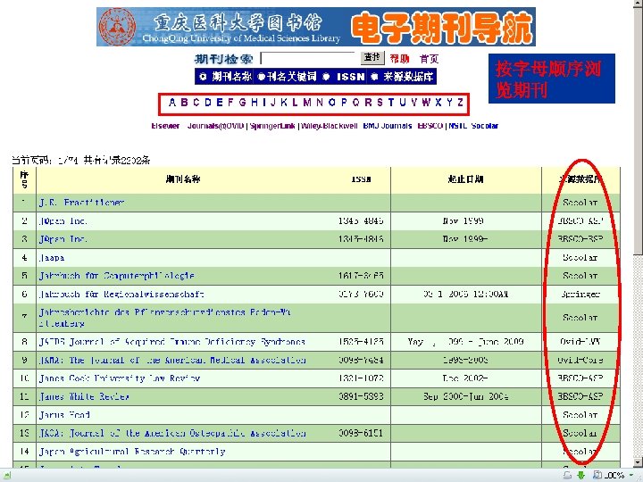 按字母顺序浏 览期刊 