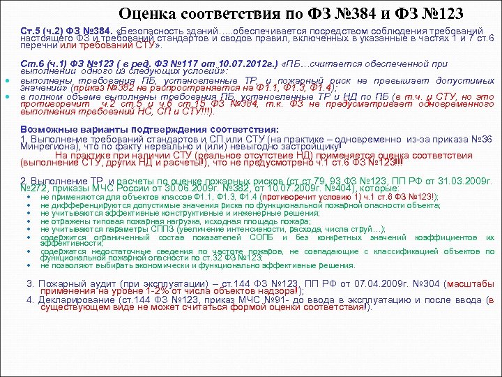 Оценка соответствия по ФЗ № 384 и ФЗ № 123 Ст. 5 (ч. 2)