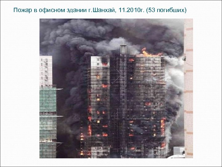 Пожар в офисном здании г. Шанхай, 11. 2010 г. (53 погибших) 