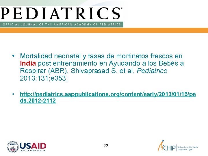  • Mortalidad neonatal y tasas de mortinatos frescos en India post entrenamiento en