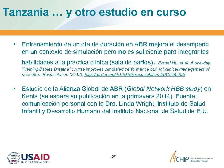 Tanzania … y otro estudio en curso • Entrenamiento de un día de duración