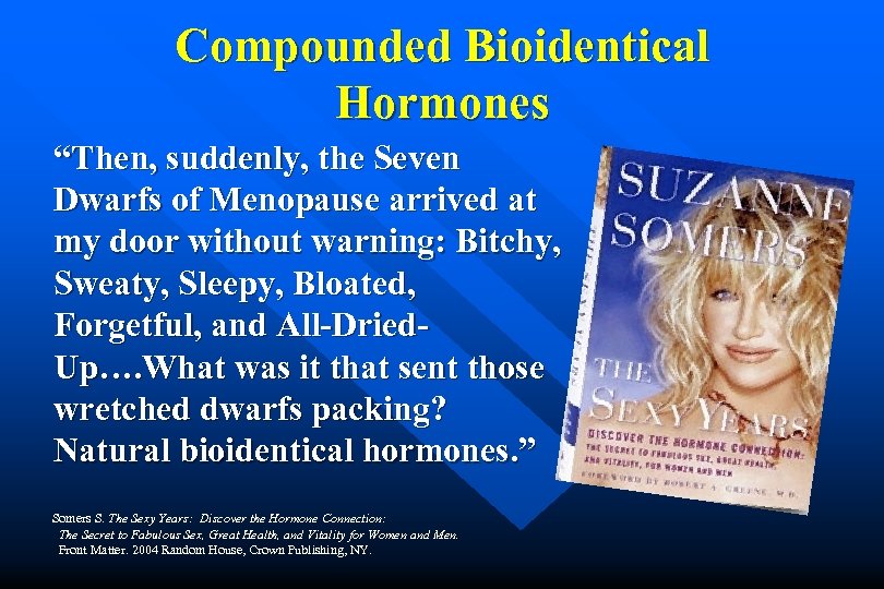 Compounded Bioidentical Hormones “Then, suddenly, the Seven Dwarfs of Menopause arrived at my door