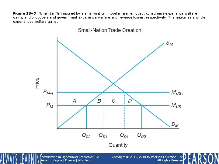 Figure 18– 5 When tariffs imposed by a small-nation importer are removed, consumers experience