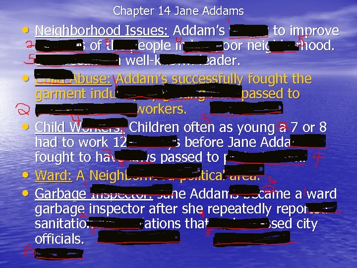 Chapter 14 Jane Addams • Neighborhood Issues: Addam’s fought to improve • • the