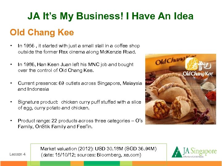 JA It’s My Business! I Have An Idea Old Chang Kee • In 1956