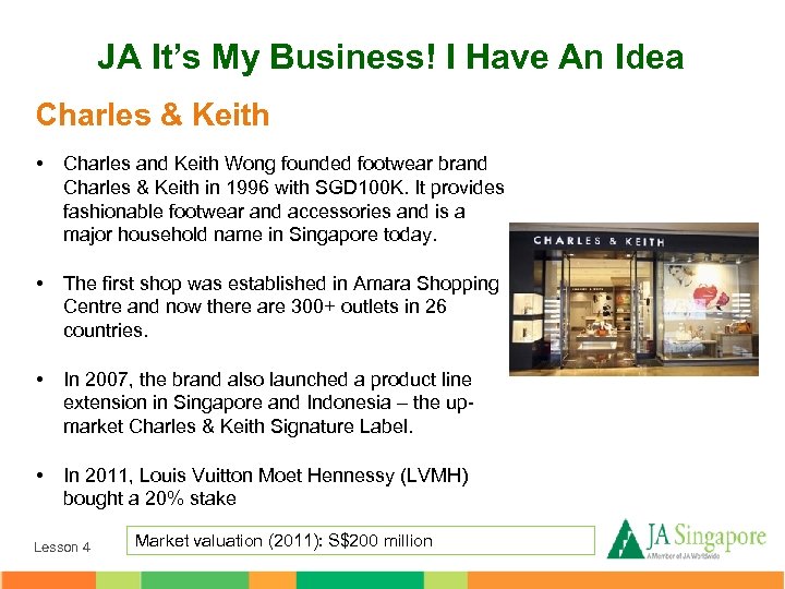 JA It’s My Business! I Have An Idea Charles & Keith • Charles and