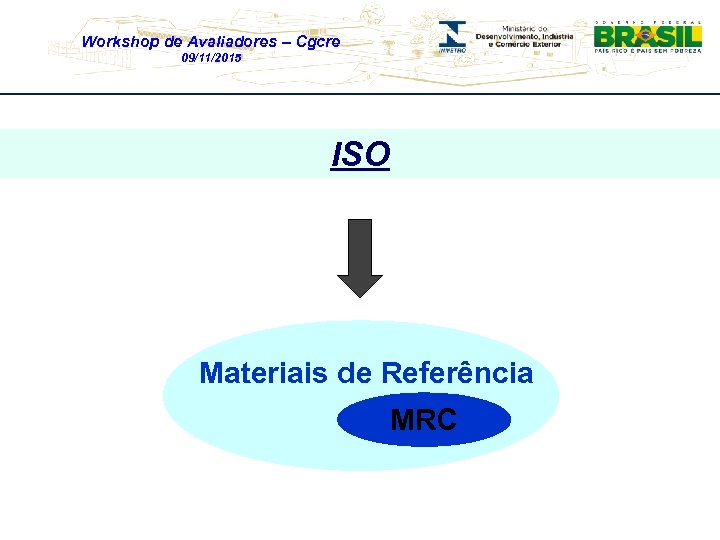 Workshop de Avaliadores – Cgcre 09/11/2015 ISO Materiais de Referência MRC 