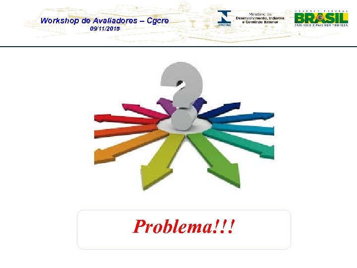 Workshop de Avaliadores – Cgcre 09/11/2015 Problema!!! 
