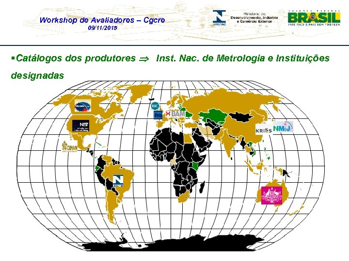 Workshop de Avaliadores – Cgcre 09/11/2015 §Catálogos dos produtores Inst. Nac. de Metrologia e