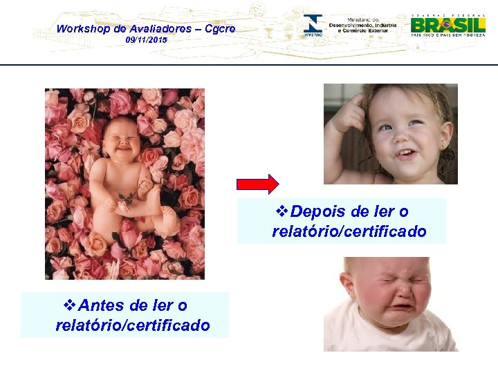 Workshop de Avaliadores – Cgcre 09/11/2015 v. Depois de ler o relatório/certificado v. Antes
