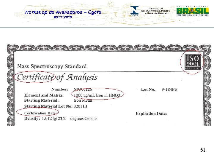 Workshop de Avaliadores – Cgcre 09/11/2015 51 