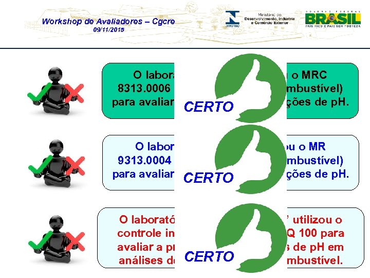 Workshop de Avaliadores – Cgcre 09/11/2015 O laboratório “Total” utilizou o MRC 8313. 0006