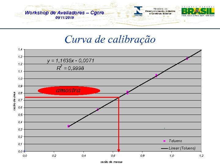 Workshop de Avaliadores – Cgcre 09/11/2015 Curva de calibração 1, 4 1, 3 y