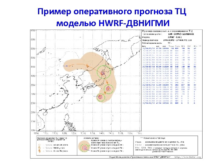 Пример оперативного прогноза ТЦ моделью HWRF-ДВНИГМИ 