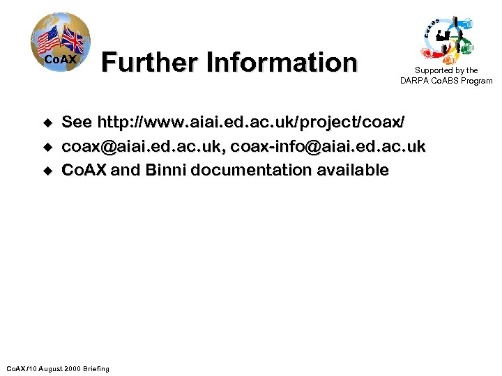 Co. AX u u u Further Information Supported by the DARPA Co. ABS Program