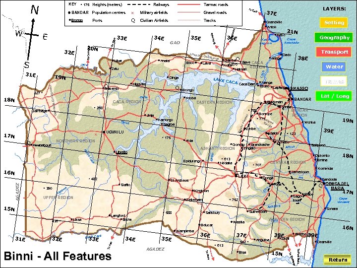 175 Heights (metres) To Cunmege 20 N 32 E S 35 E GAO im-Gao