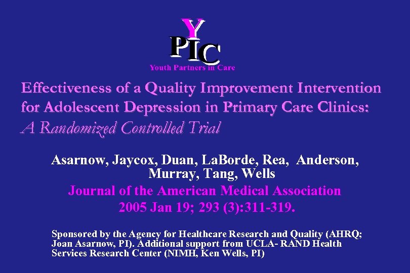 Effectiveness of a Quality Improvement Intervention for Adolescent Depression in Primary Care Clinics: A