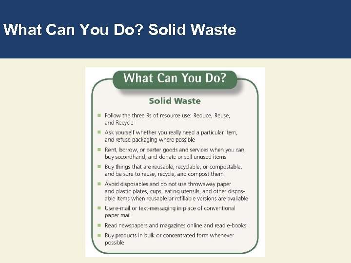 What Can You Do? Solid Waste 
