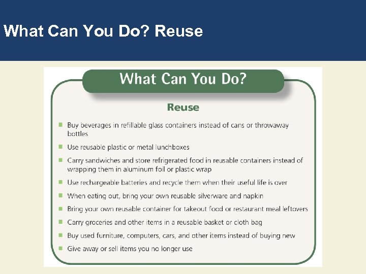 What Can You Do? Reuse 