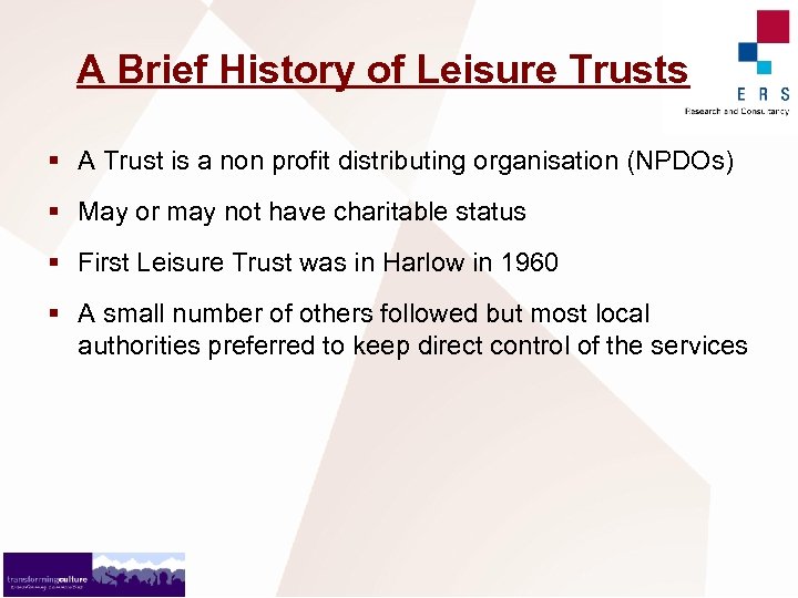 A Brief History of Leisure Trusts § A Trust is a non profit distributing