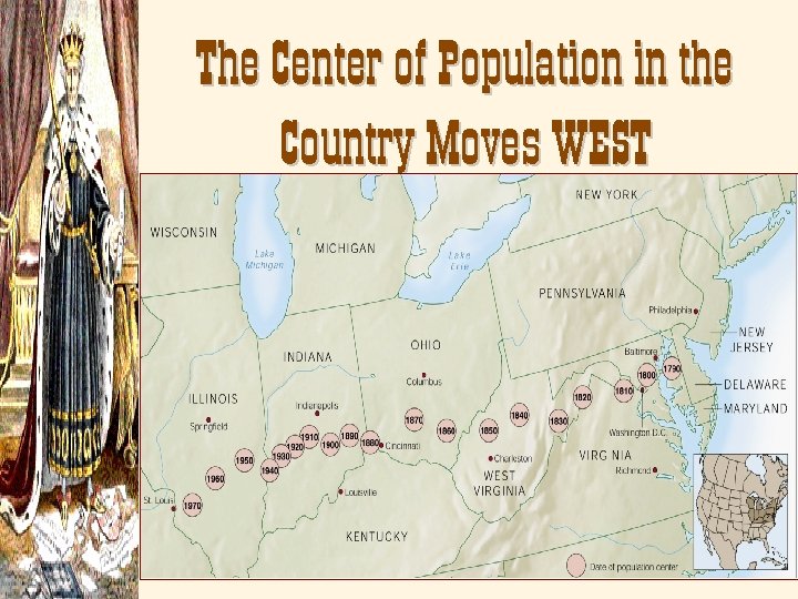 The Center of Population in the Country Moves WEST 