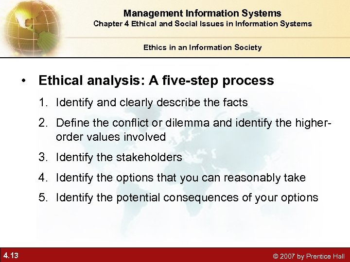 Management Information Systems Chapter 4 Ethical and Social Issues in Information Systems Ethics in