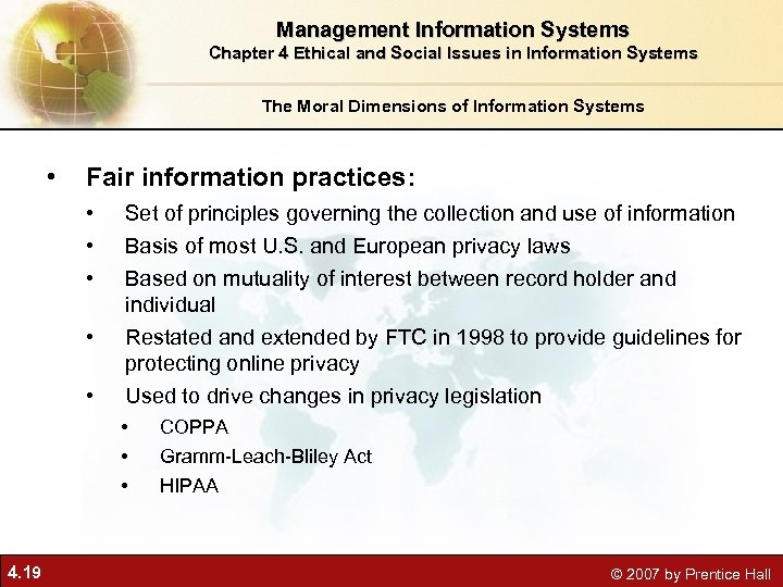 Management Information Systems Chapter 4 Ethical and Social Issues in Information Systems The Moral