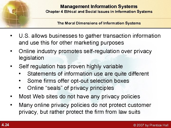 Management Information Systems Chapter 4 Ethical and Social Issues in Information Systems The Moral