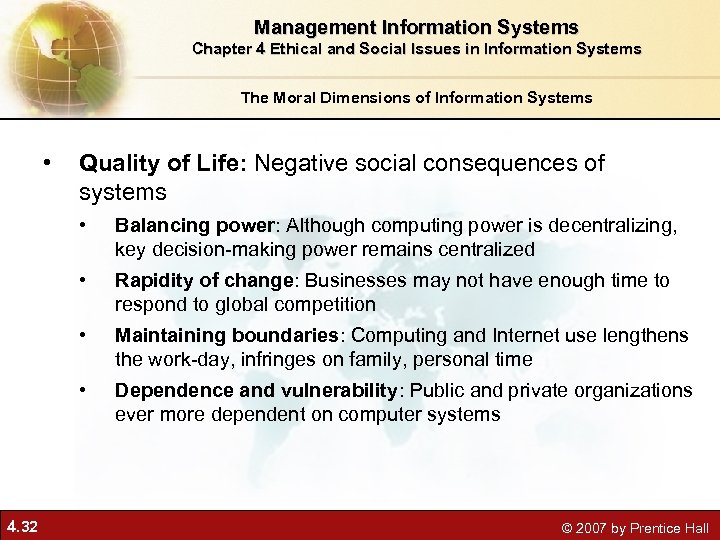 Management Information Systems Chapter 4 Ethical and Social Issues in Information Systems The Moral