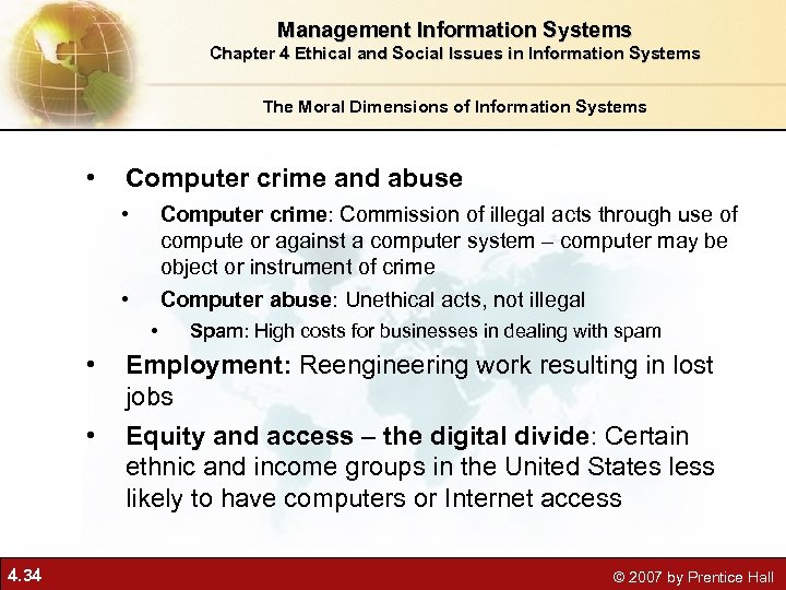 Management Information Systems Chapter 4 Ethical and Social Issues in Information Systems The Moral