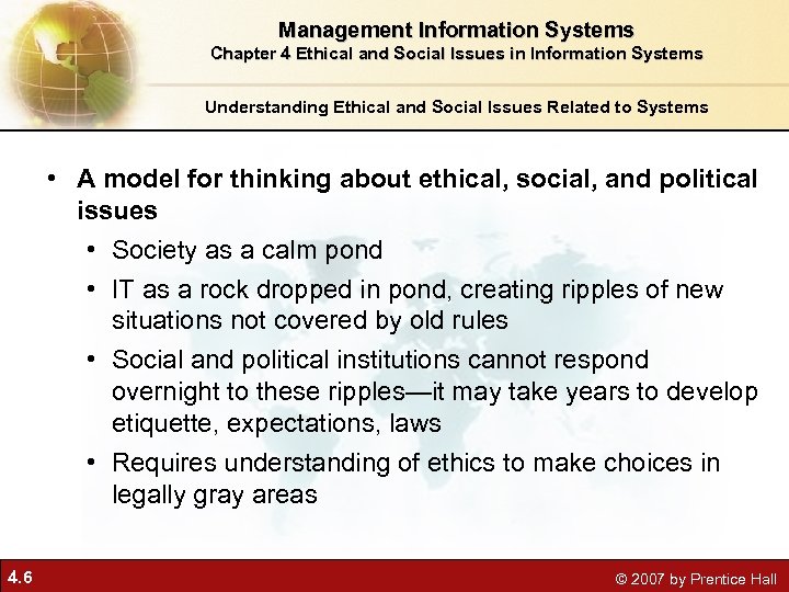 Management Information Systems Chapter 4 Ethical and Social Issues in Information Systems Understanding Ethical