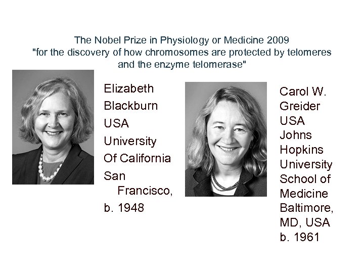 The Nobel Prize in Physiology or Medicine 2009 