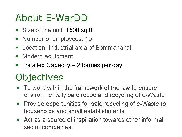 About E-War. DD § § § Size of the unit: 1500 sq. ft. Number