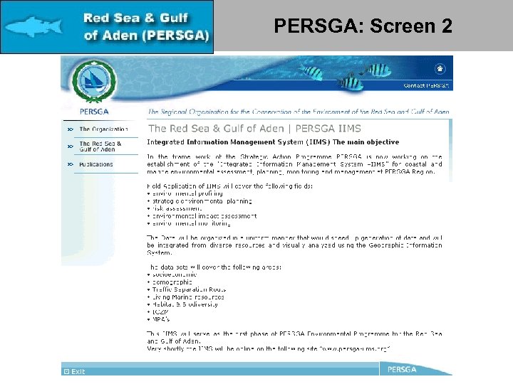 PERSGA: Screen 2 