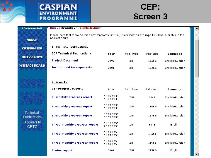 CEP: Screen 3 