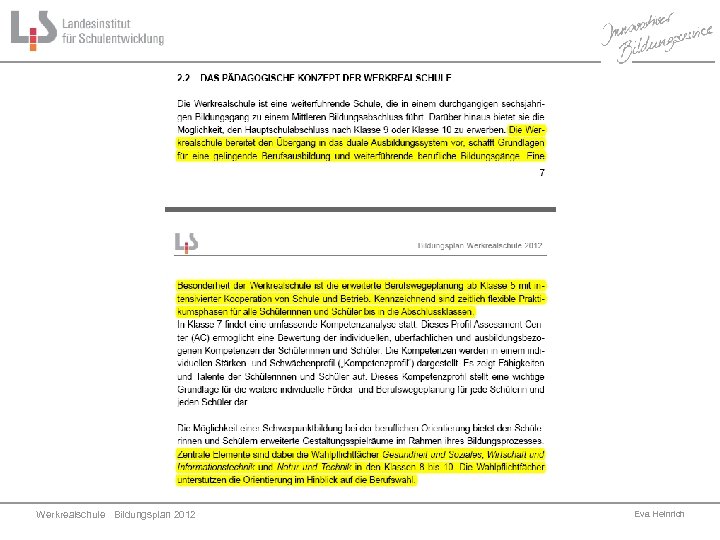 Werkrealschule Bildungsplan 2012 Eva Heinrich 