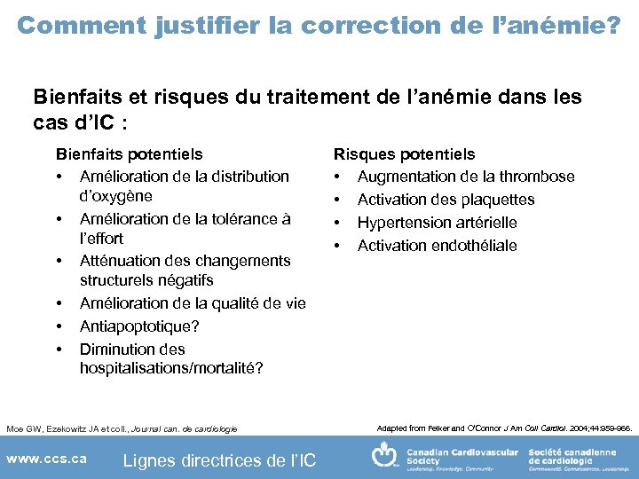 Comment justifier la correction de l’anémie? Bienfaits et risques du traitement de l’anémie dans