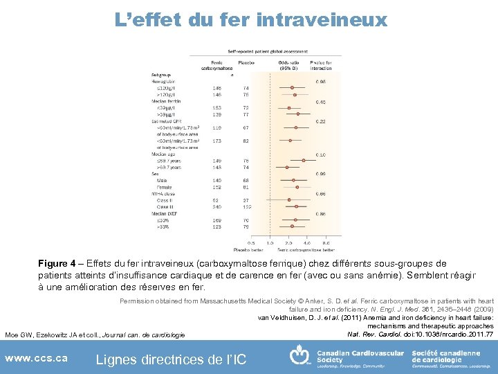 L’effet du fer intraveineux Figure 4 – Effets du fer intraveineux (carboxymaltose ferrique) chez