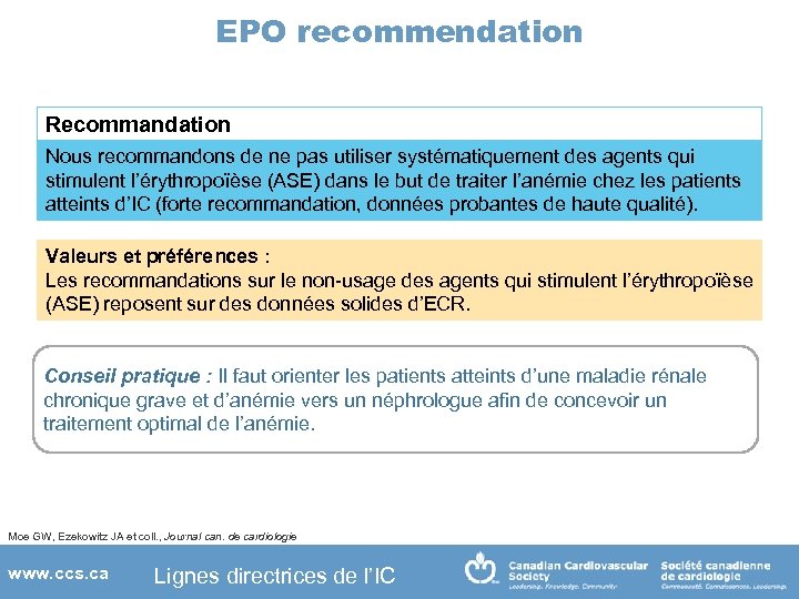 EPO recommendation Recommandation Nous recommandons de ne pas utiliser systématiquement des agents qui stimulent