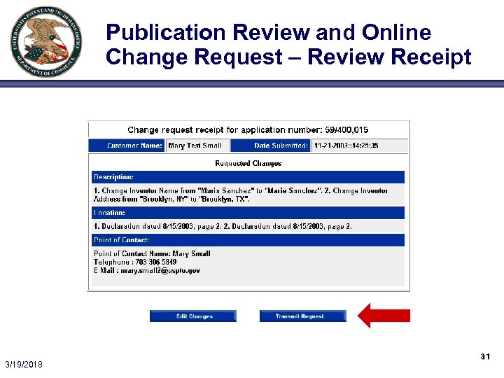 Publication Review and Online Change Request – Review Receipt 3/19/2018 31 
