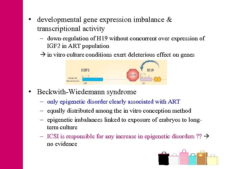  • developmental gene expression imbalance & transcriptional activity – down-regulation of H 19