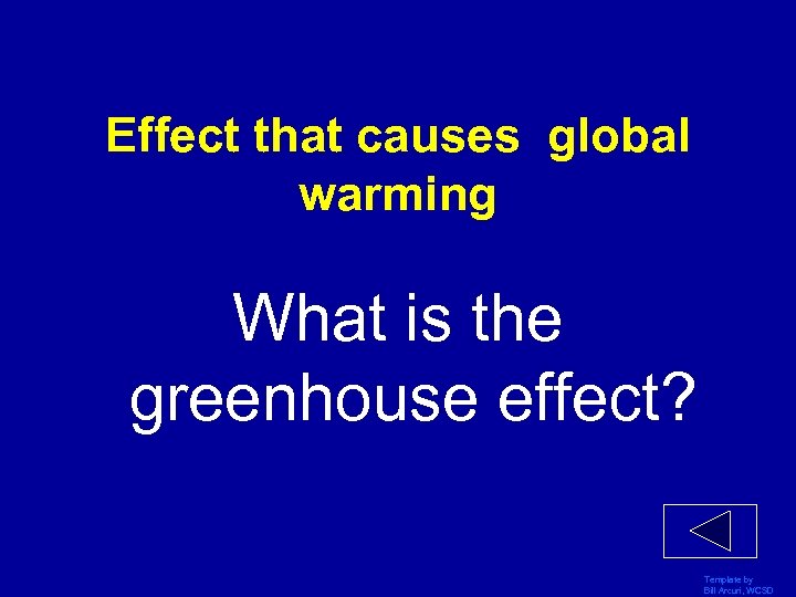 Effect that causes global warming What is the greenhouse effect? Template by Bill Arcuri,