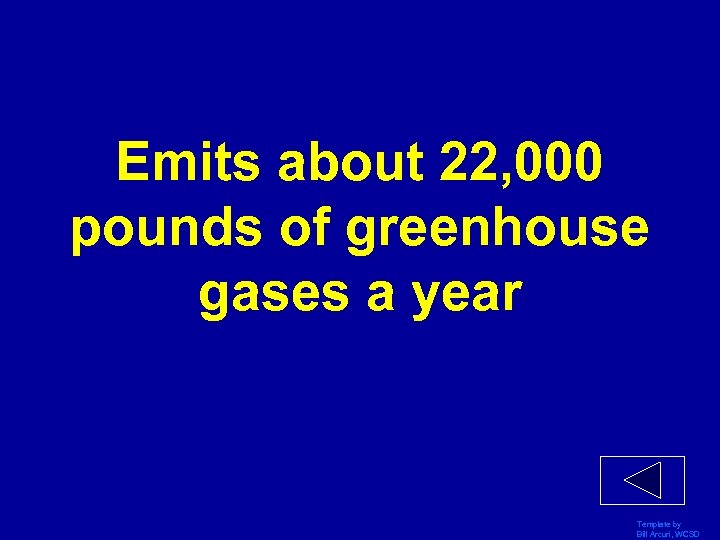 Emits about 22, 000 pounds of greenhouse gases a year Template by Bill Arcuri,
