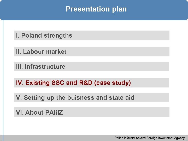 Presentation plan I. Poland strengths II. Labour market III. Infrastructure IV. Existing SSC and