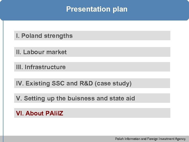 Presentation plan I. Poland strengths II. Labour market III. Infrastructure IV. Existing SSC and