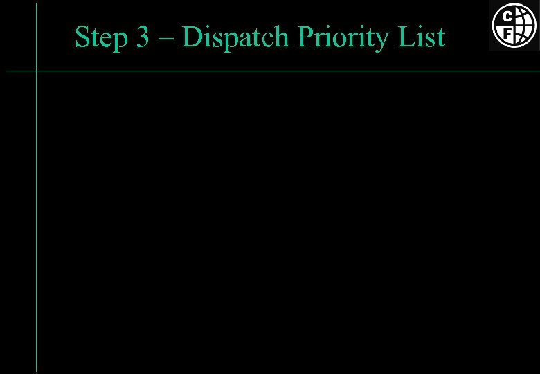 Step 3 – Dispatch Priority List 