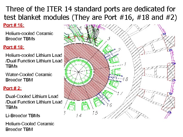 Three of the ITER 14 standard ports are dedicated for test blanket modules (They