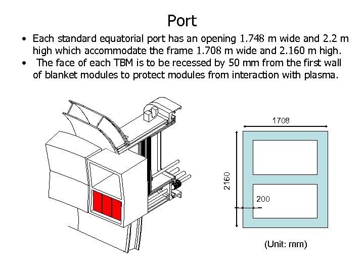 Port • Each standard equatorial port has an opening 1. 748 m wide and