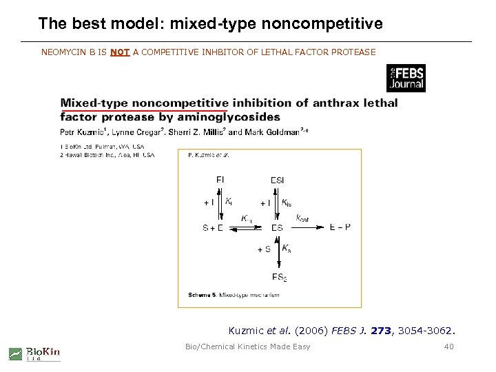 The best model: mixed-type noncompetitive NEOMYCIN B IS NOT A COMPETITIVE INHBITOR OF LETHAL